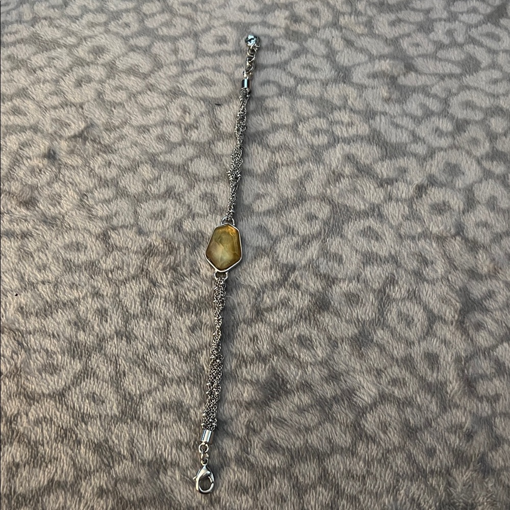 Chloe + Isabel Ocean Lace Flex Silver Bracelet with Gold Stone